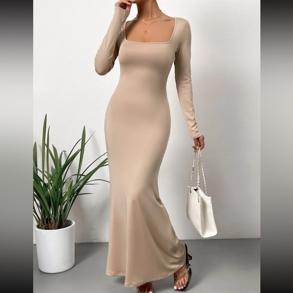 Sexy Square Neck Mermaid Hem Bodycon Dress - Picture 2 of 5